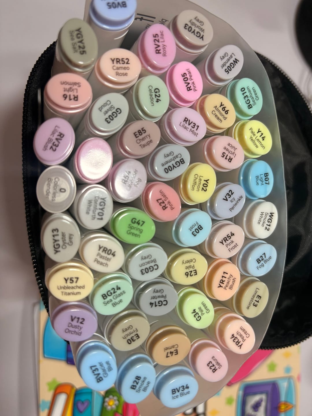 Customer photo review of Ohuhu Oahu 48 Pastel Colors Dual Tips Alcohol Art Markers, Fine & Chisel (New Color Codes)
