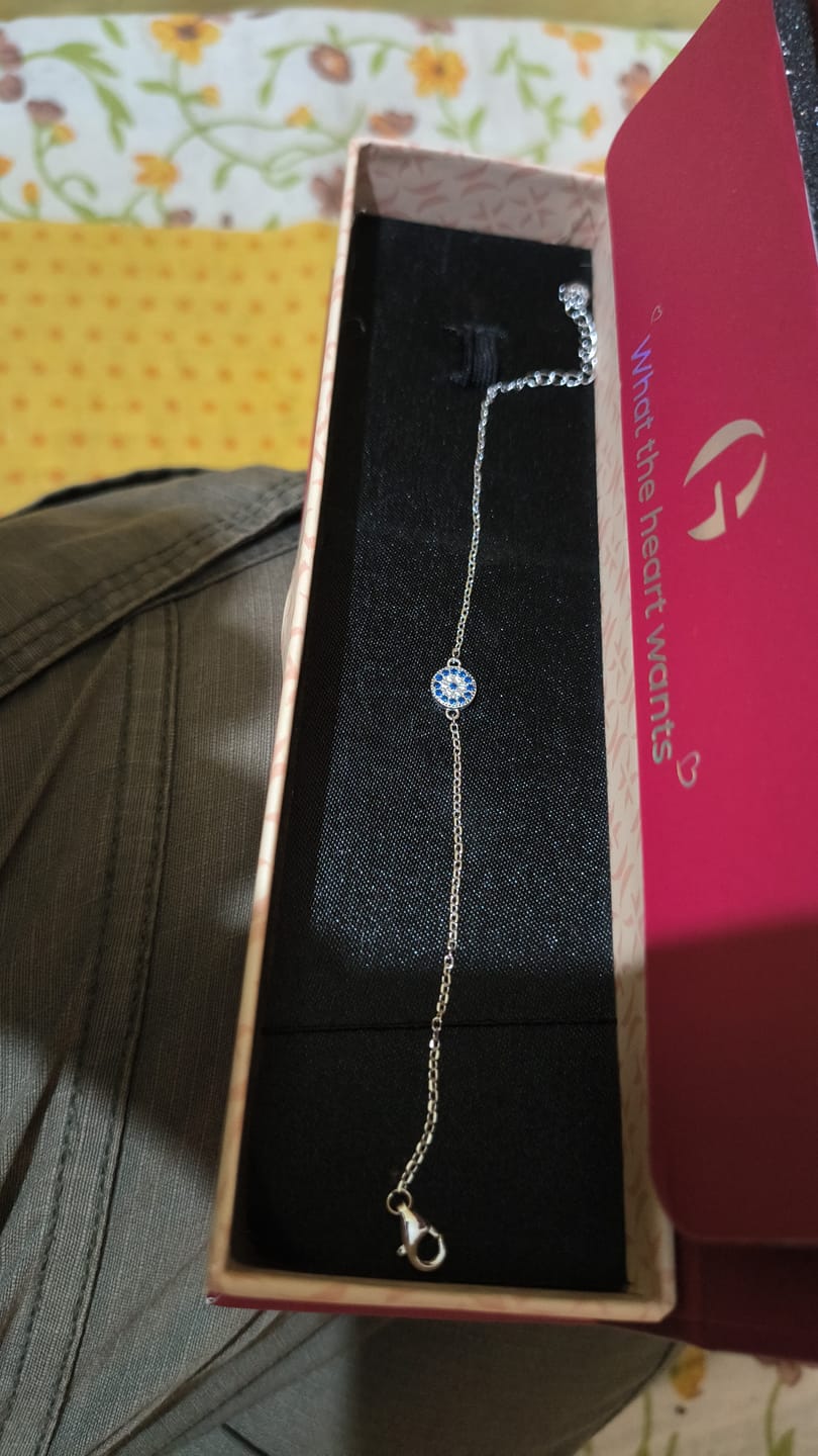 Customer photo review of Silver Evil Eye Bracelet