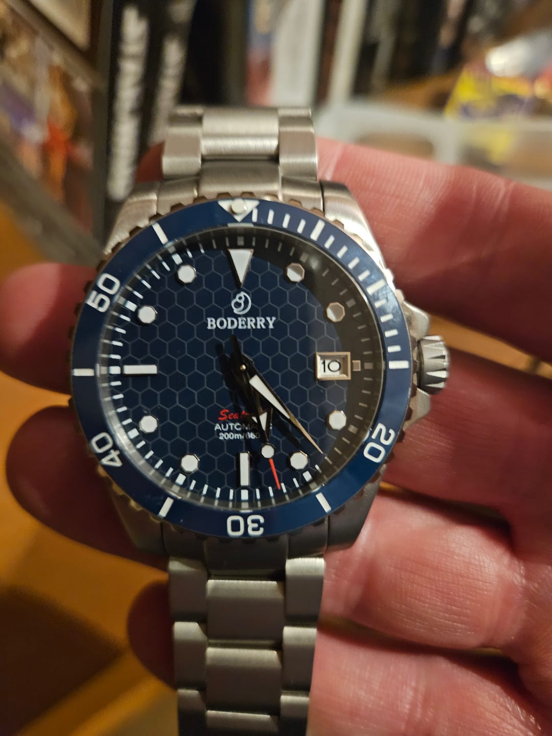 Customer photo review of SEATURTLE.OCEAN(TITANIUM) - Automatic Titanium Diver Watch | Sea Blue/Ti-bracelet