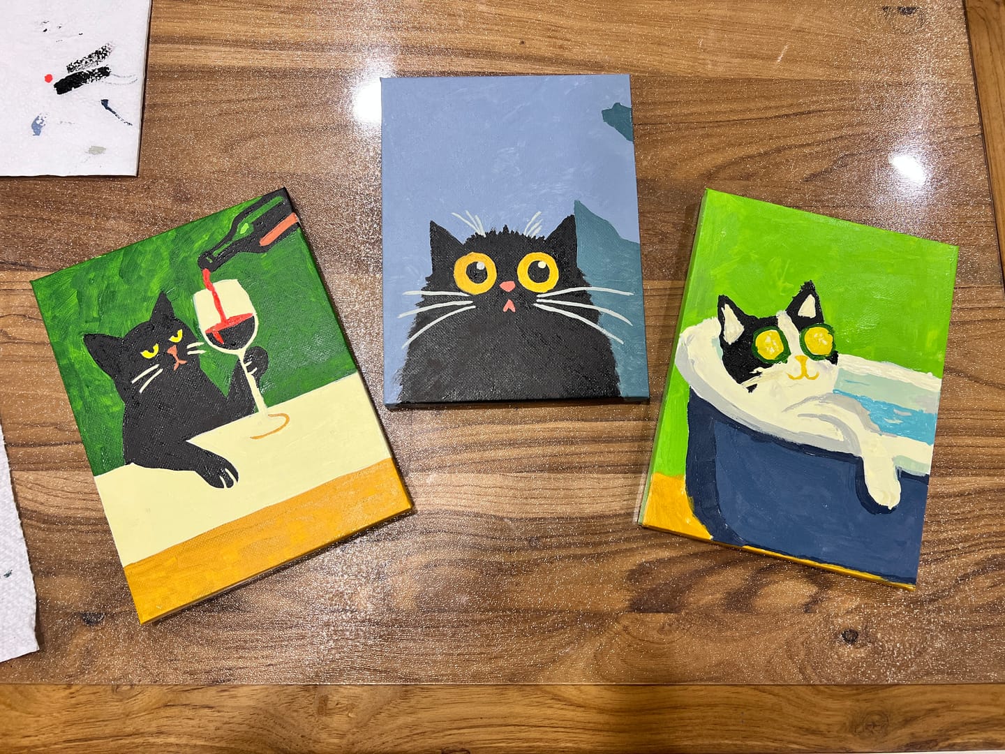 Customer photo review of 6 Mini Paintings - Crazy Cat Set
