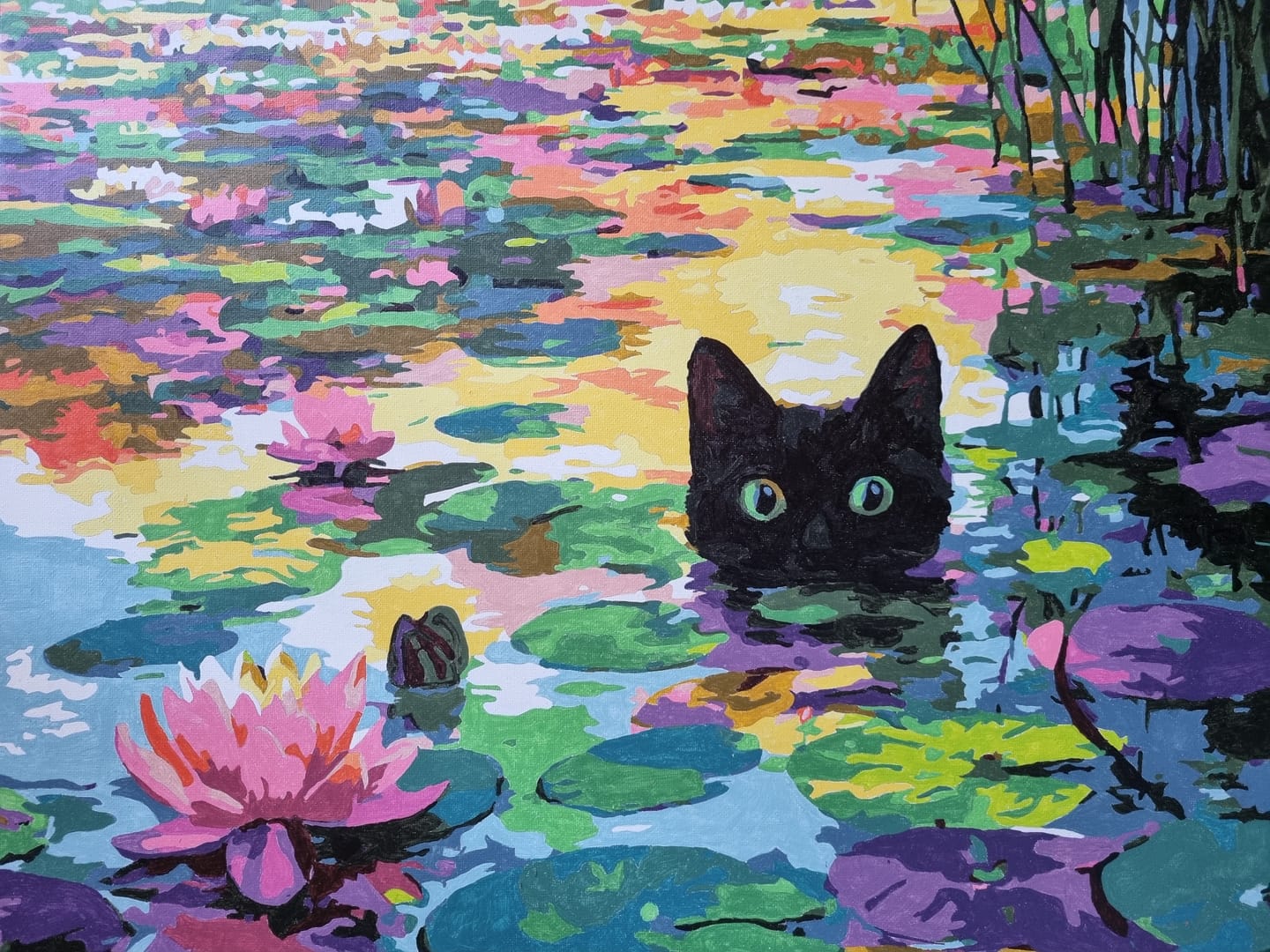 Customer photo review of Malen nach Zahlen - Eine Seerosen-Katze