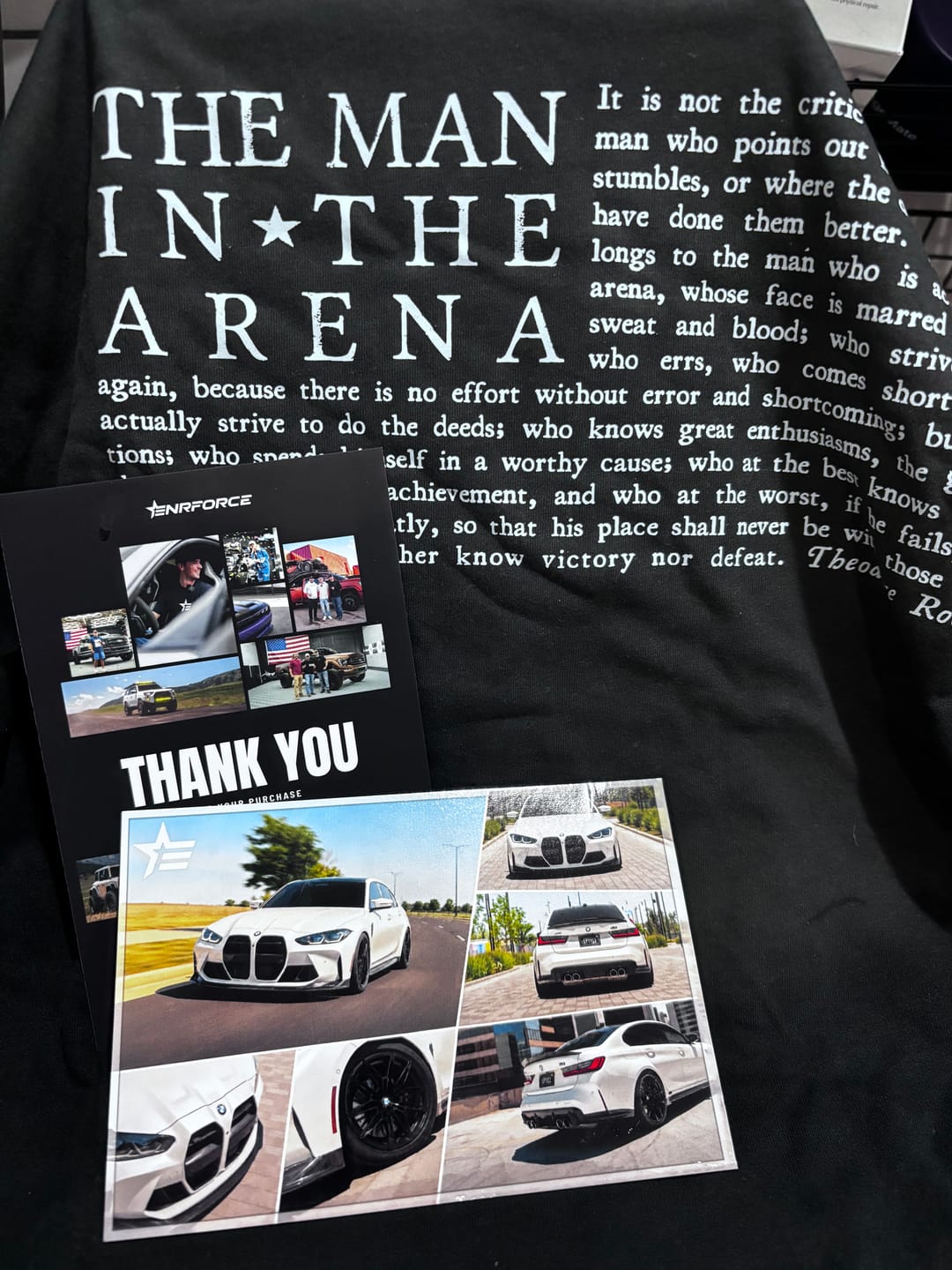 Customer photo review of Man in The Arena Tee