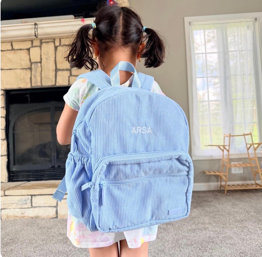 Customer photo review of Yooushi® Corduroy Backpack – Sky Blue