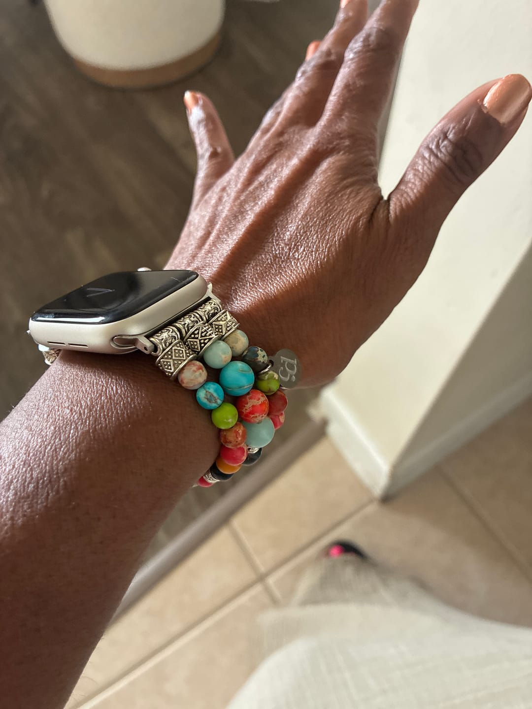 Customer photo review of Vibrant Chakra Stretch Apple Watch Strap