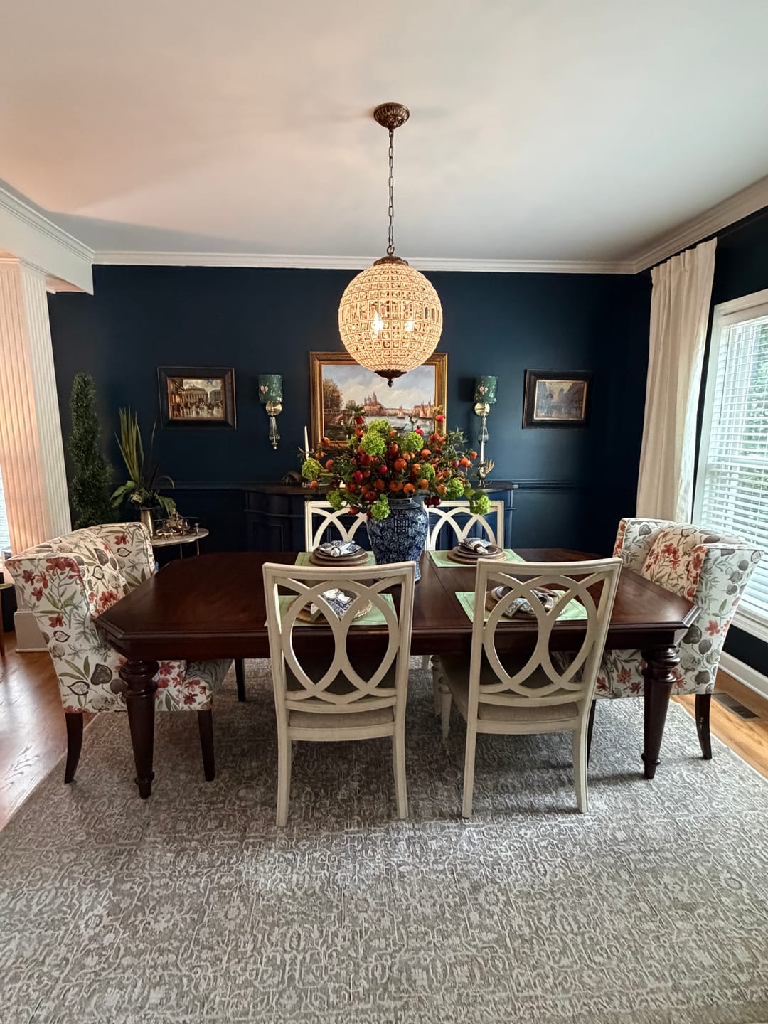 Customer photo review of French Antique Brass Crystal Globe Chandelier