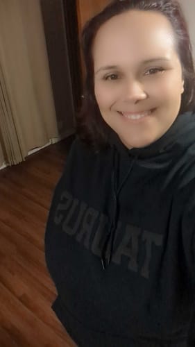 Customer photo review of Black Zodiac Puff Print Hoodie