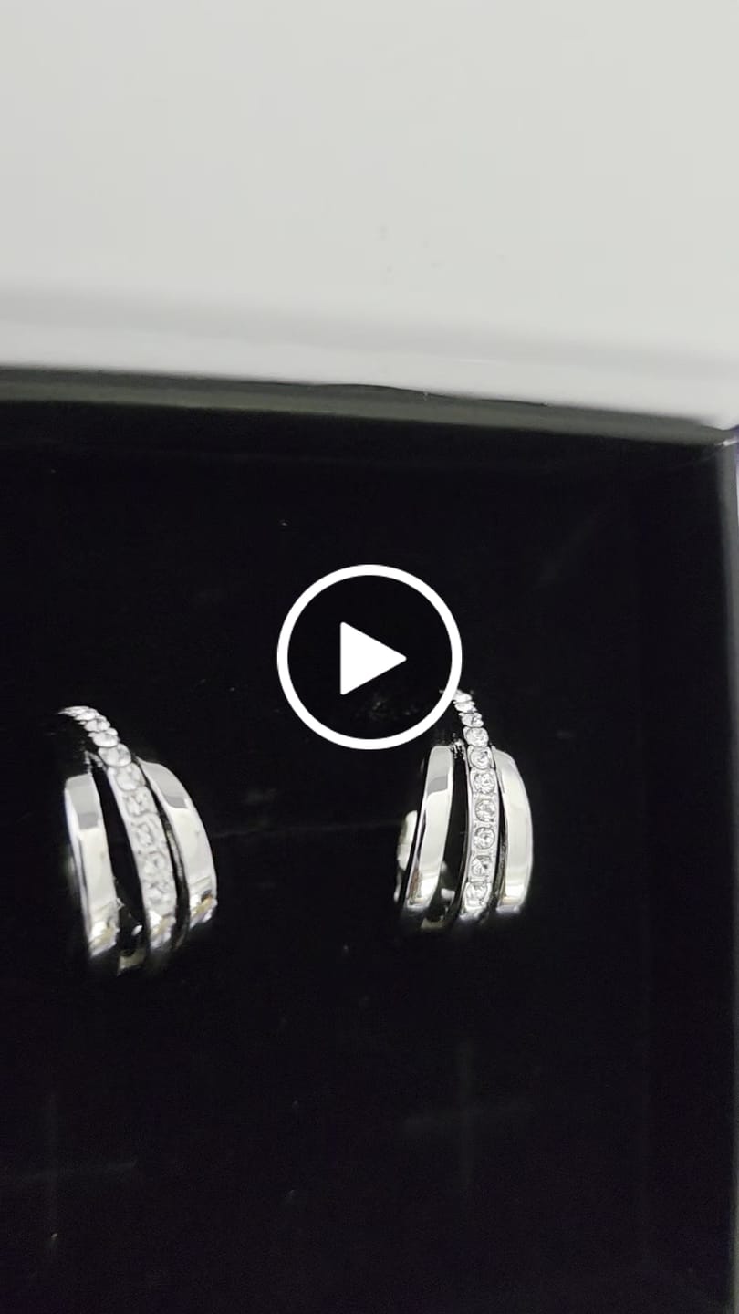 Customer video review of Bella 18k White Gold Plated 17mm Hoop Earrings with Swarovski Crystals
