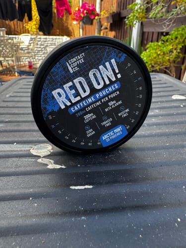 Customer photo review of RED ON! CAFFEINE POUCHES