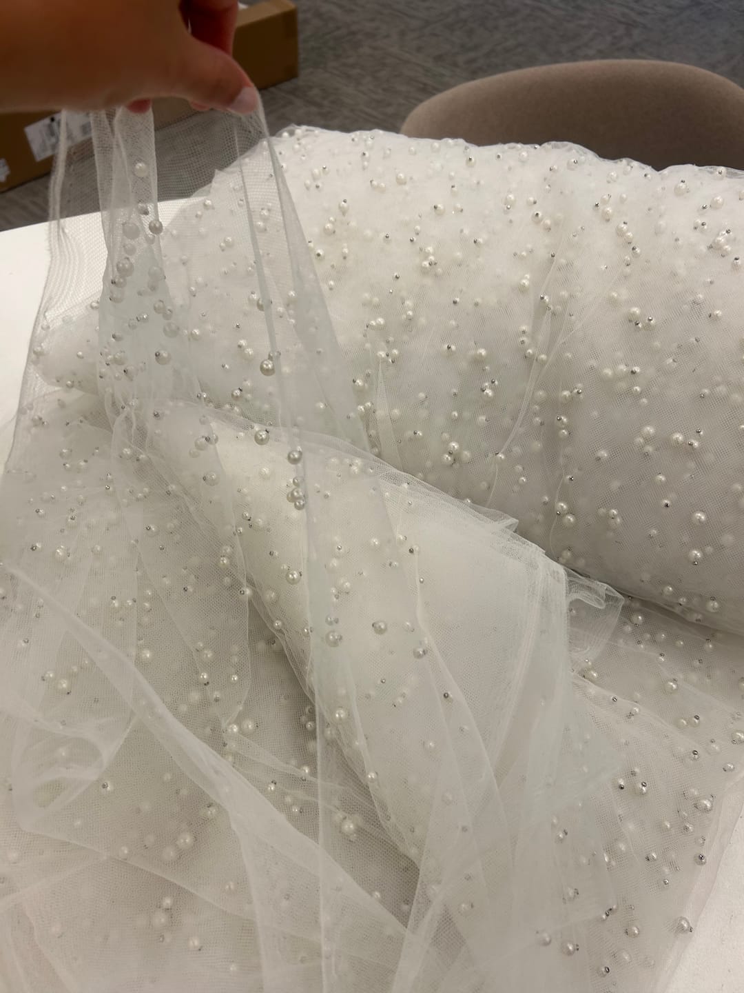 Customer photo review of Off White Pearl Tulle