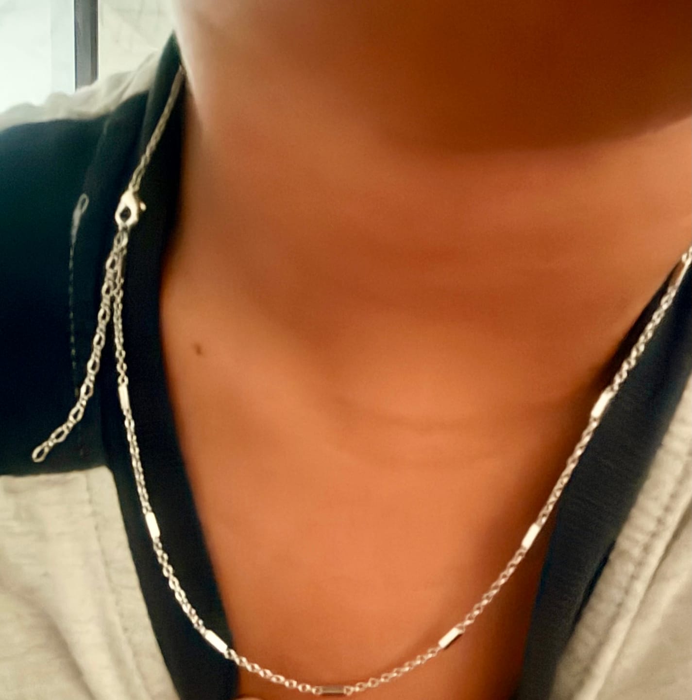 Customer photo review of Cassidy 18k White Gold Plated Stacking Necklace Chain