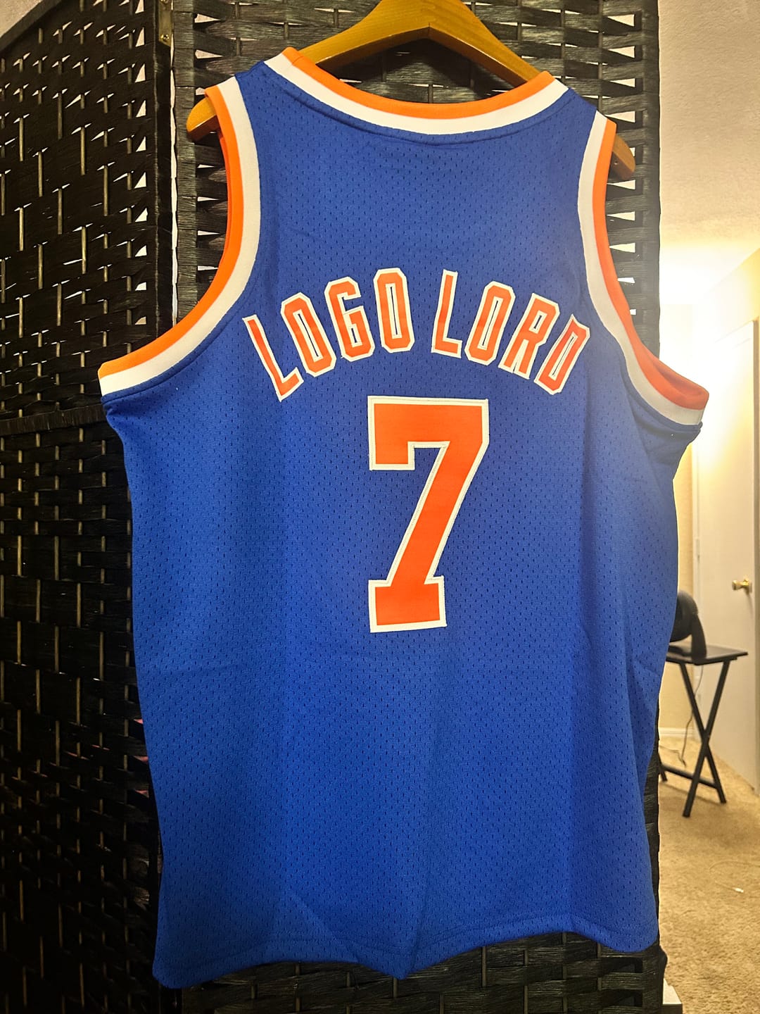 Customer photo review of Custom Royal Orange-White Authentic Throwback Basketball Jersey