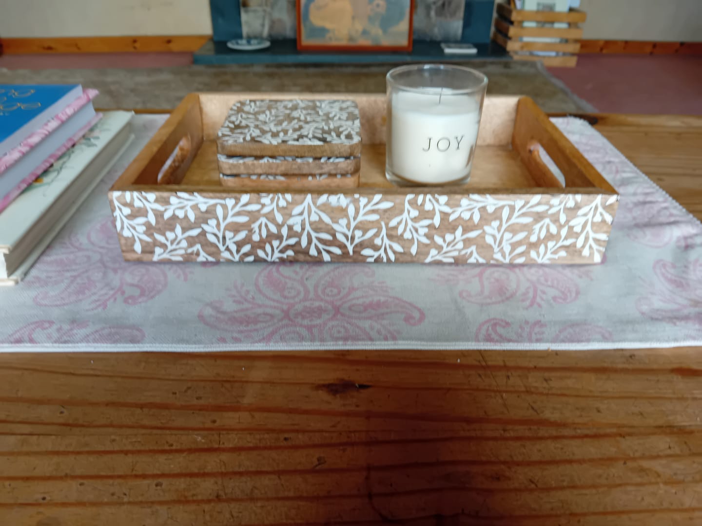 Customer photo review of Floral Design Wood Tray