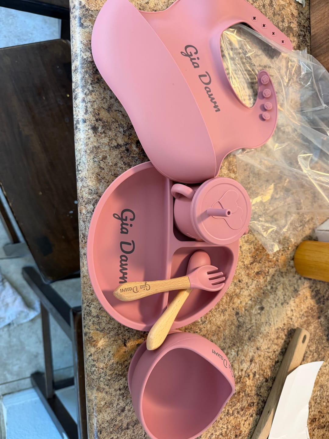 Customer photo review of Noah + Nori™ Personalized Baby Feeding Set