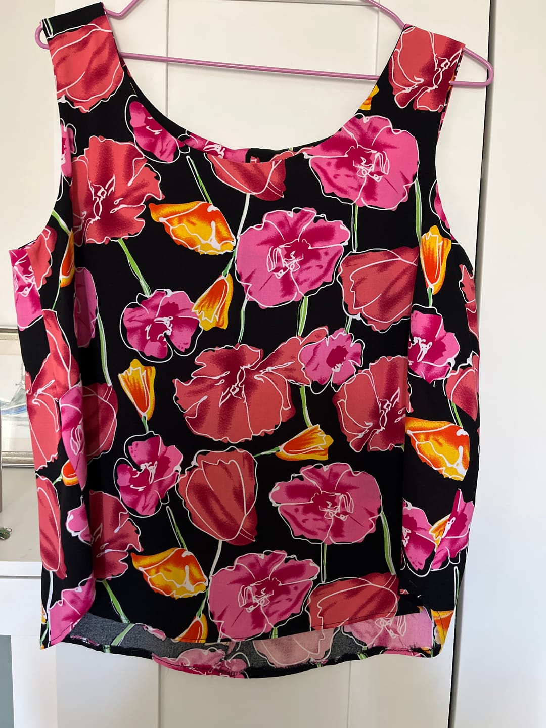 Customer photo review of Flower Drawings on Black Viscose Challis Fabric