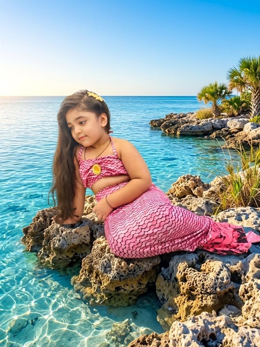 Customer photo review of Fancydresswale Mermaid swimsuit costume for Girls- Purple