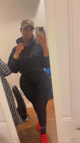 Customer photo review of Black Zodiac Puff Print Hoodie
