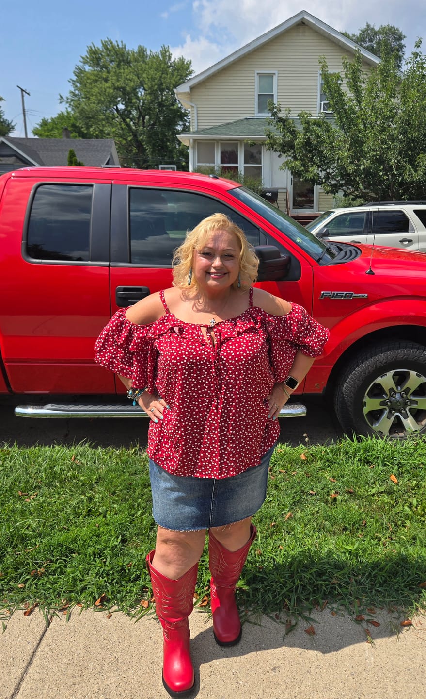 Customer photo review of Judy Blue High Waist Rigid Magic Dark Wash Denim Skirt