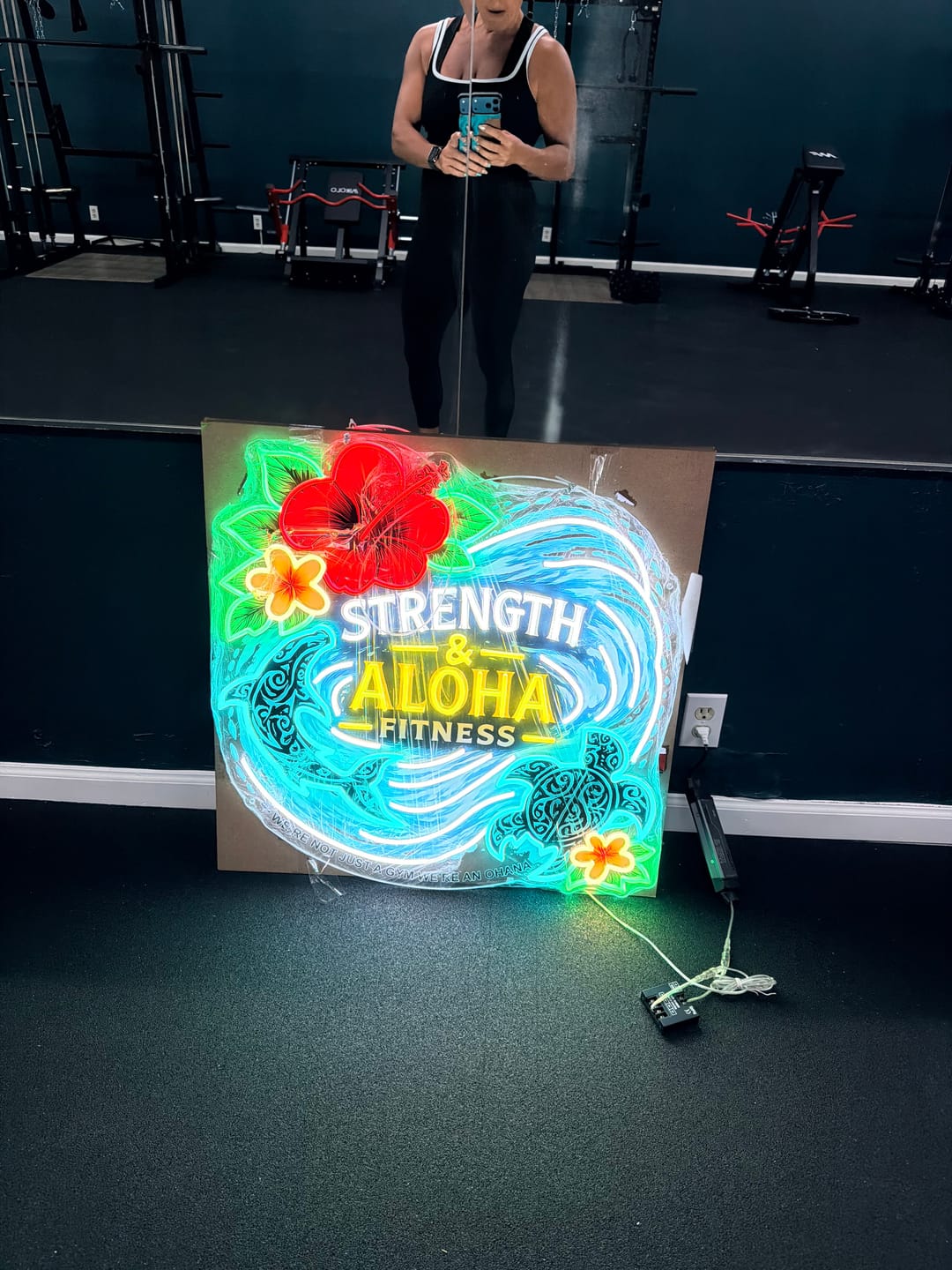 Customer photo review of STRENGTH & ALOHA FITNESS   | LED Neon Sign