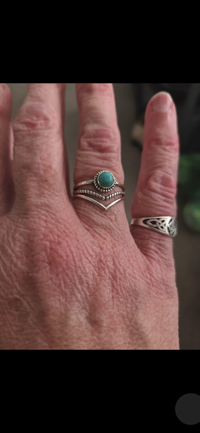Customer photo review of Chevron Turquoise Stone Ring Sterling Silver