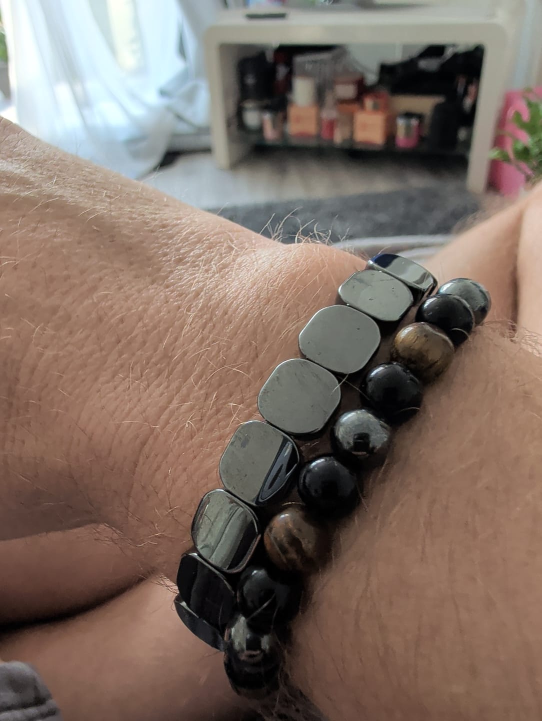 Customer photo review of Triple protection - beaded bracelet; black obsidian, tiger's eye and hematite