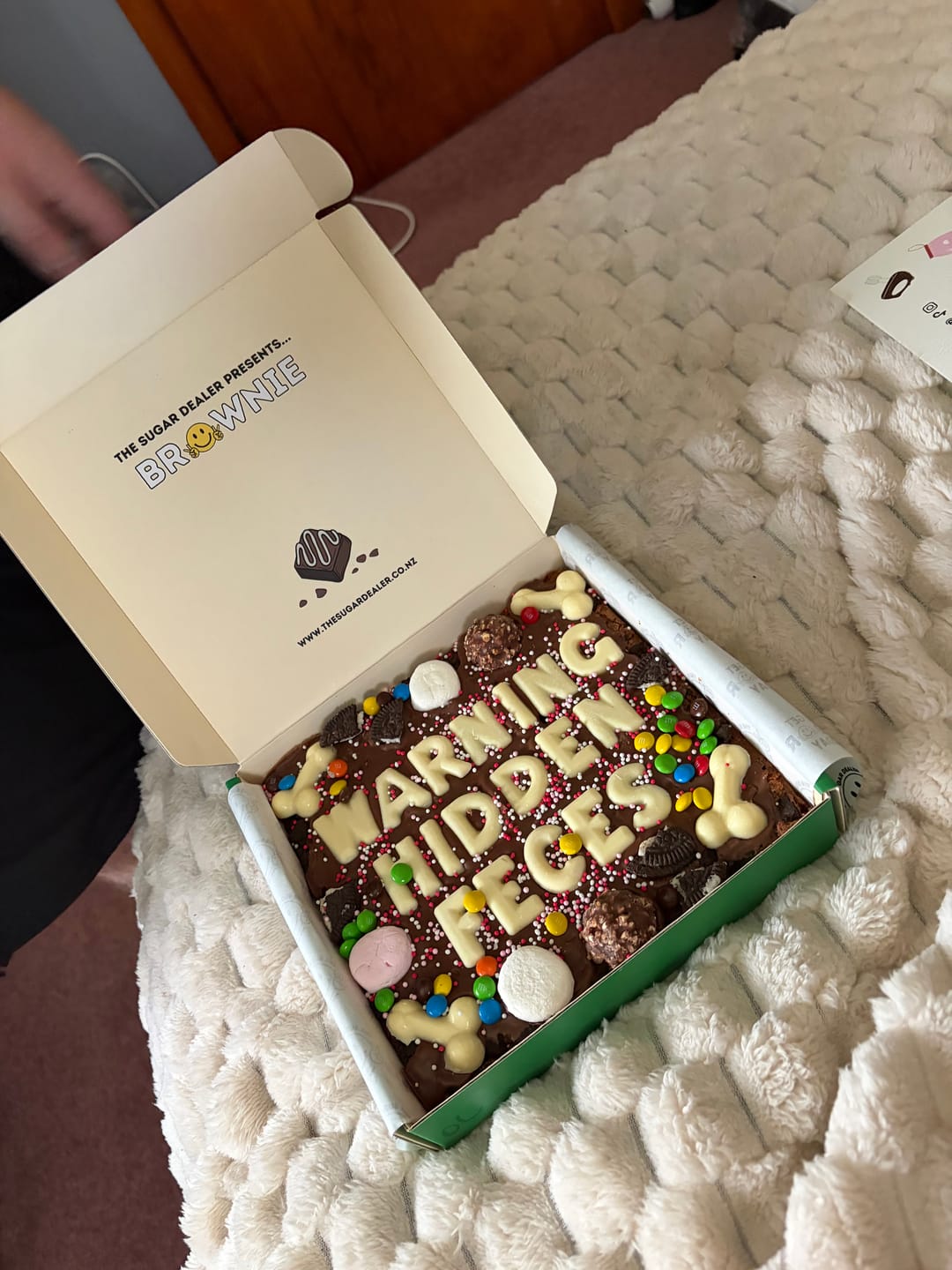 Customer photo review of Custom message dick brownie