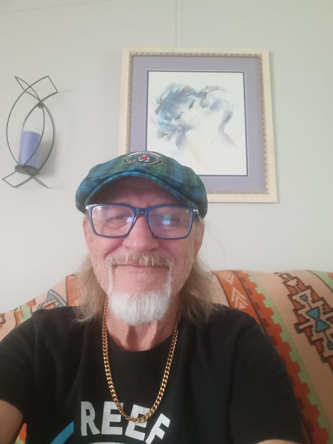 Customer photo review of Lyon Family Crest Tartan Jeff Cap, Tartan Flat Cap