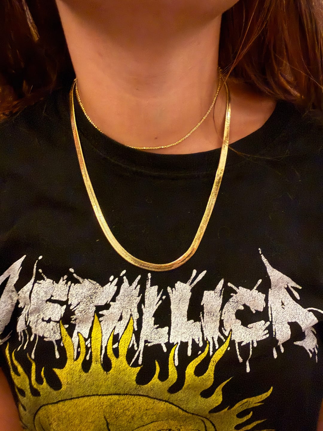 Customer photo review of Delayne 18k White Gold Plated Stacking Necklace Chain