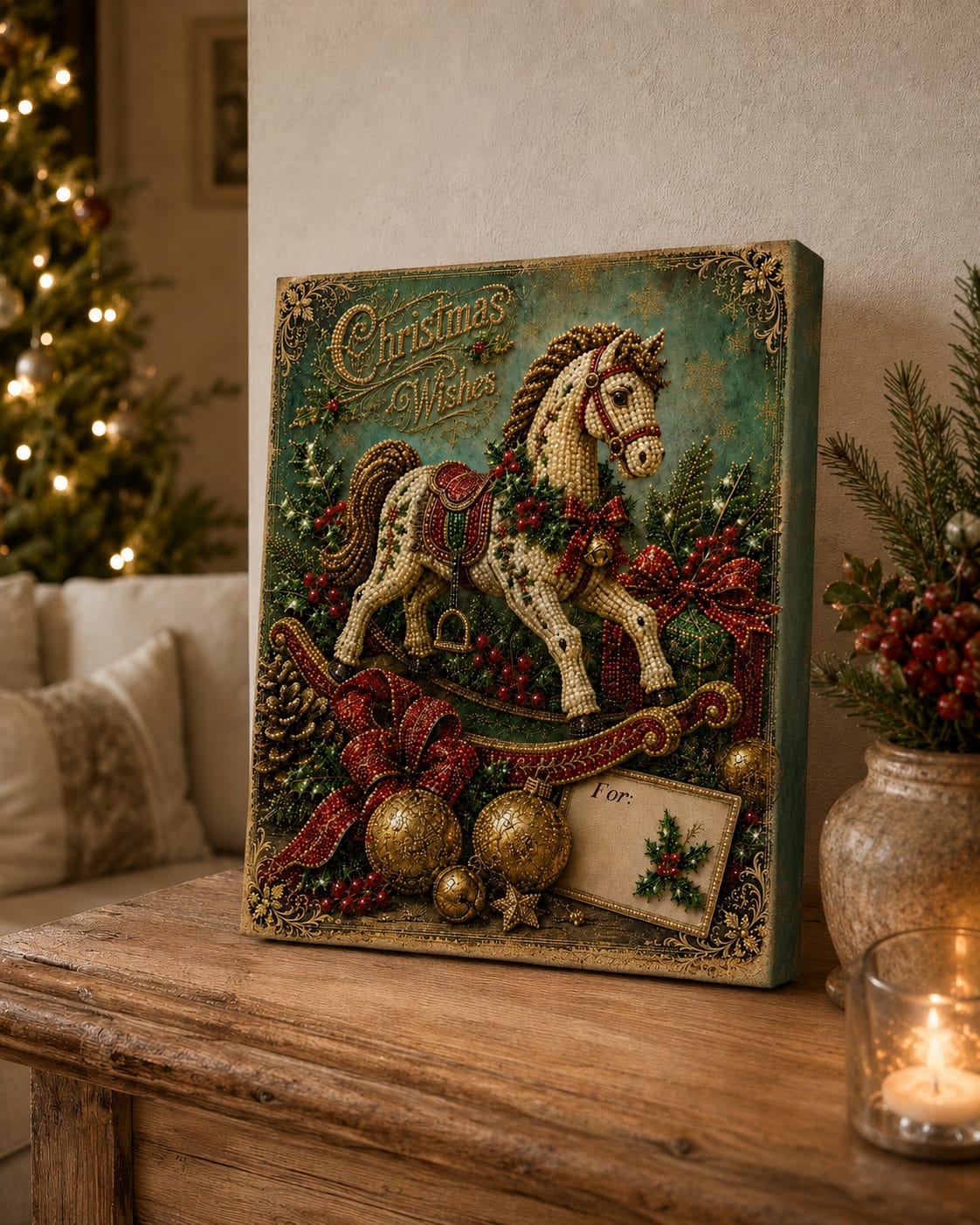 Customer photo review of 3D Pearl Art DIY Kit – Personalized Name Christmas Canvas Wall Decor for Holiday Decor & Gifts for Family and DIY Lovers