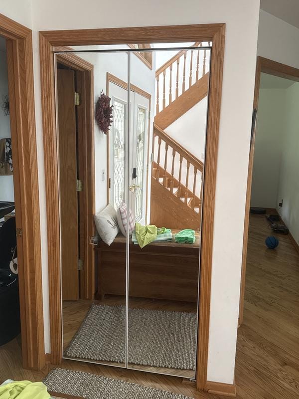 Customer photo review of TENONER Black Aluminum Frame Mirrored Interior Bi-Fold Closet Door for Bedroom, Laundry Room - Perfect for Dressing Design