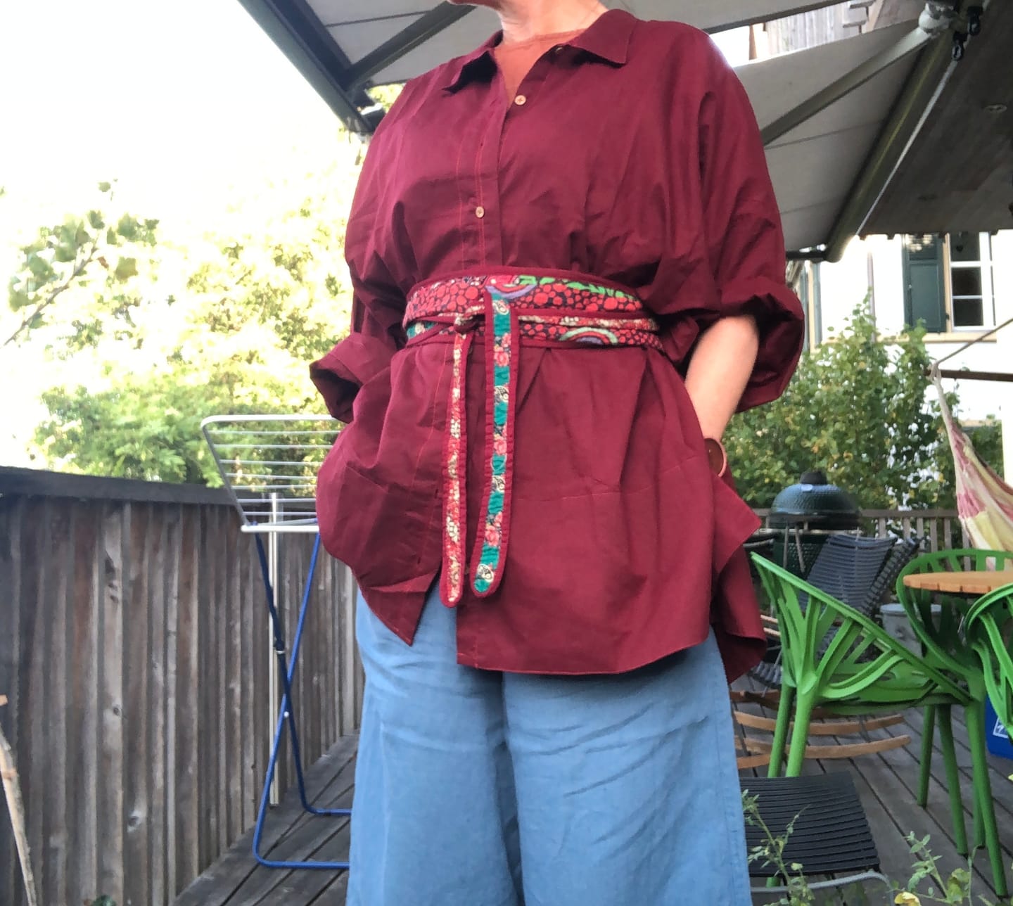 Customer photo review of Embroidered Cotton Oversized Shirt Maroon Jodhpur Edit