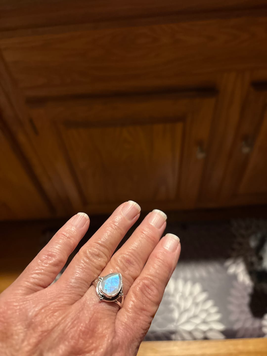 Customer photo review of Teardrop Faceted Moonstone Ring