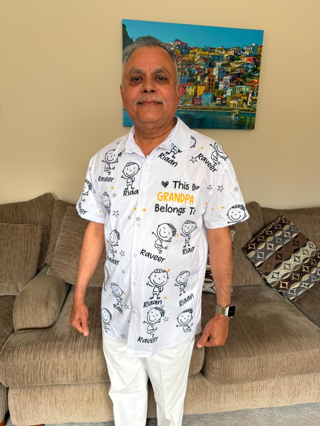 Customer photo review of Personalized Hawaiian Shirt- This Grandpa Belongs To Doodle