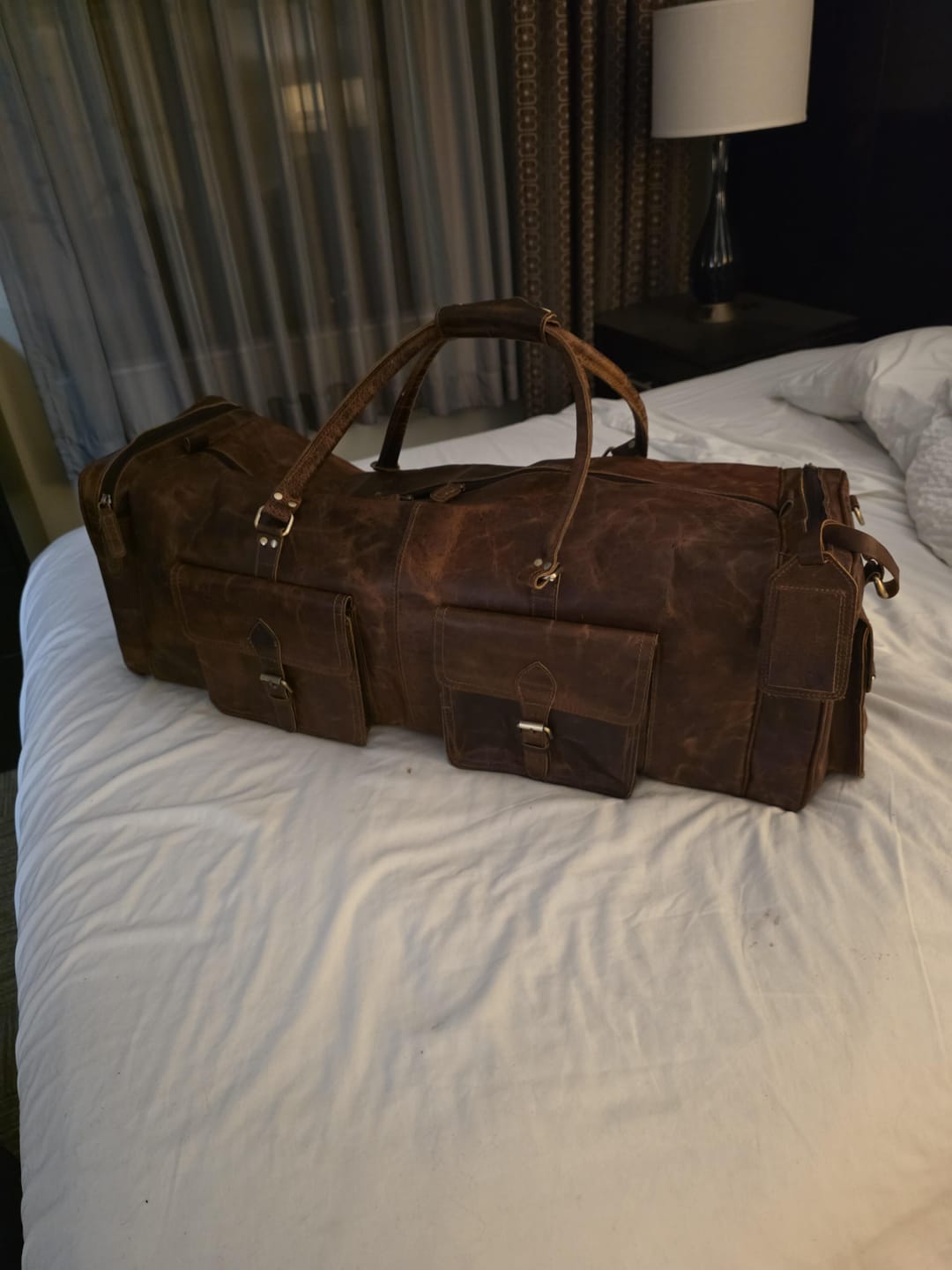 Customer photo review of New Jersey Leather Duffel Bag