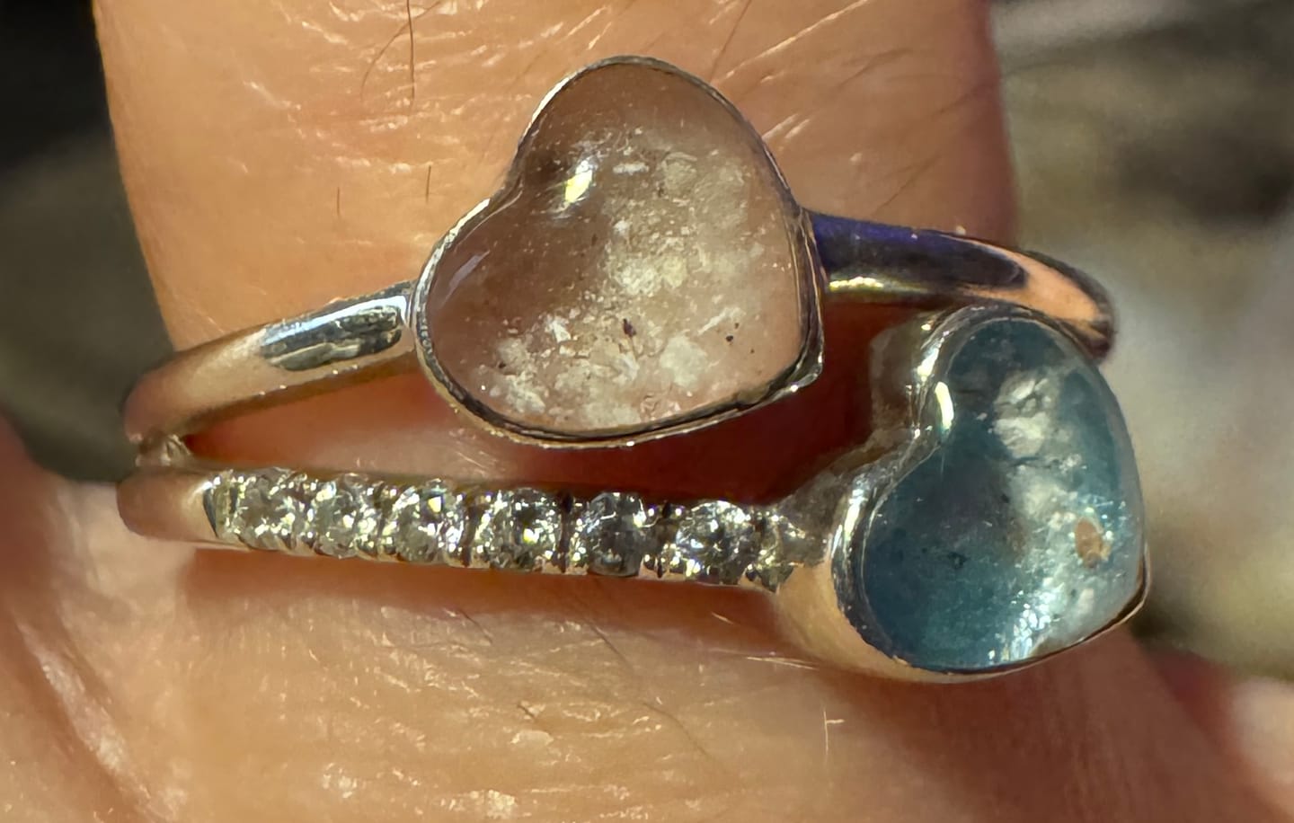 Customer photo review of Double Heart Cremation Ring