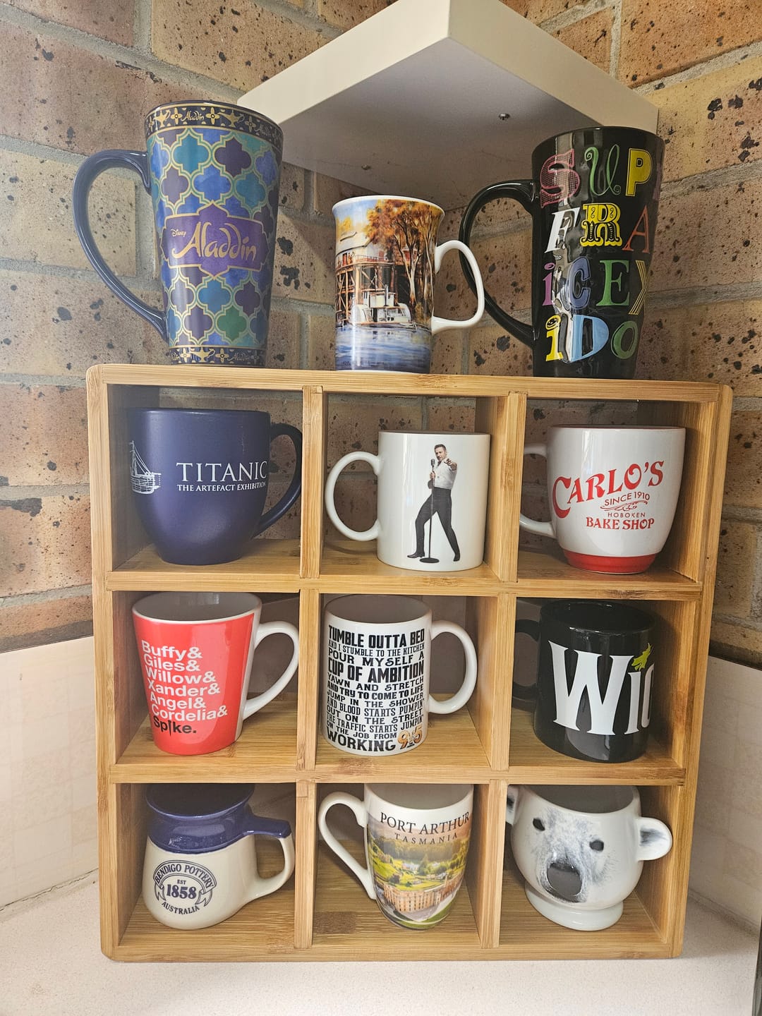 Customer photo review of Coffee Tea Mug Cup Display Shelf (9 Cube)