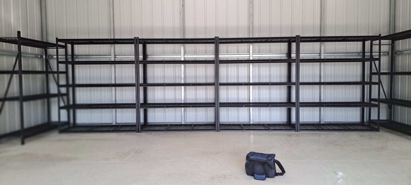 Customer photo review of REIBII 60" W Heavy Duty Metal Shelving Unit, Adjustable Shelves for Storage, Rust-Proof Shelving for Garage, Industrial, Warehouse, Basement & Workshop