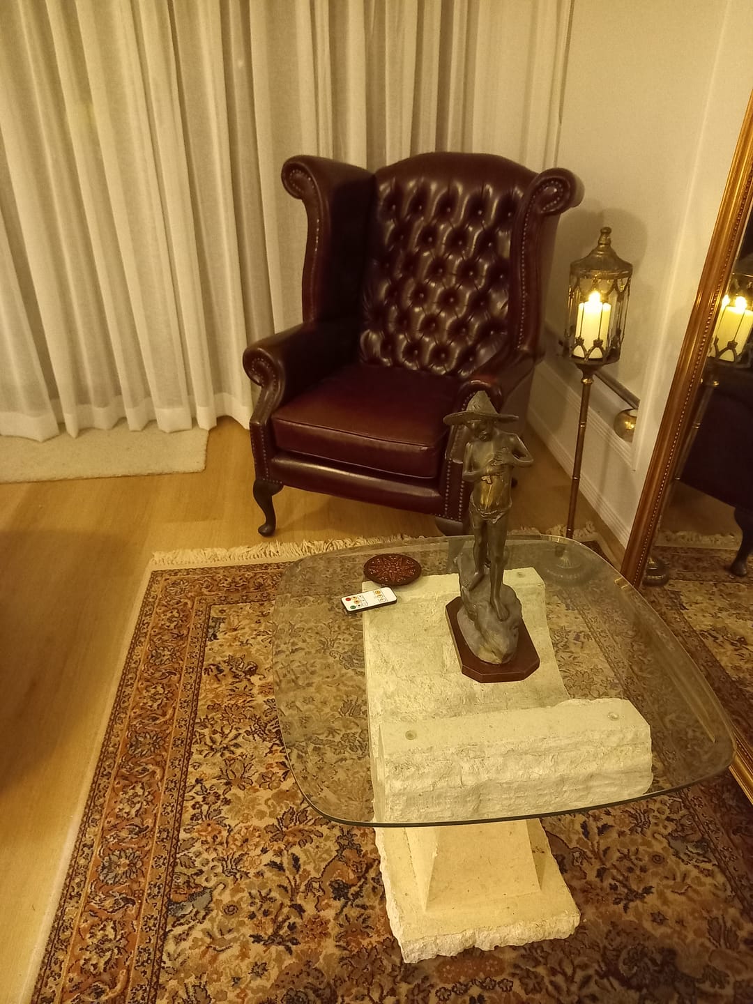 Customer photo review of Jean-Baptiste French Provincial Floor Candle Lantern, Tall Aged Metal Hurricane 94cm