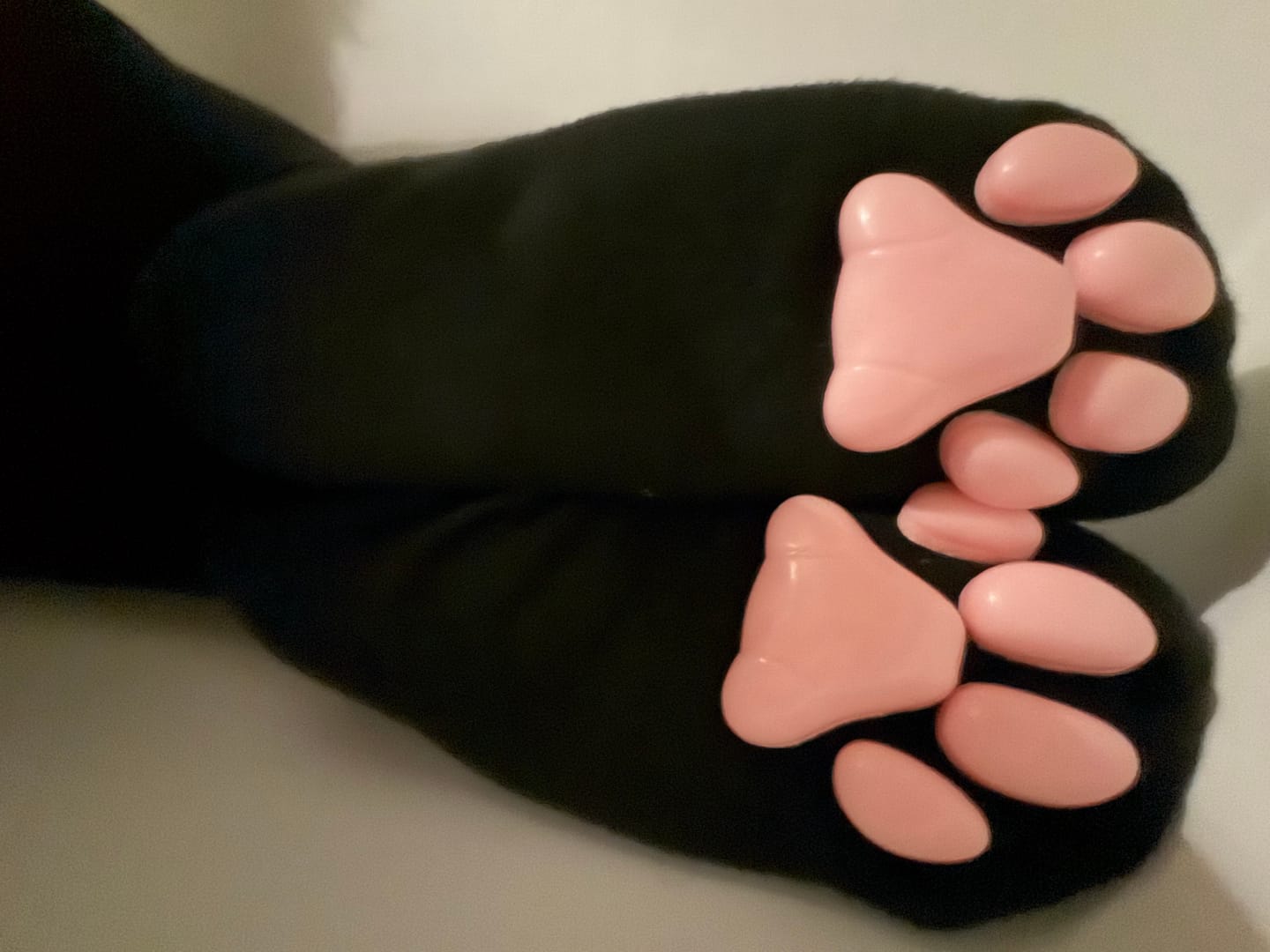 Customer photo review of ToeBeanies Black Thigh-High Socks