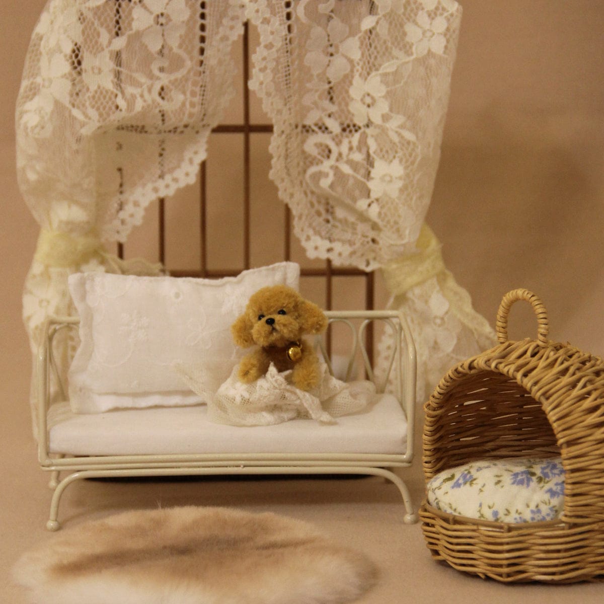 Customer photo review of Dollhouse Dog Handmade Toy Poodle Puppy - 1:12 Scale Pet Accessories (Nibbs)