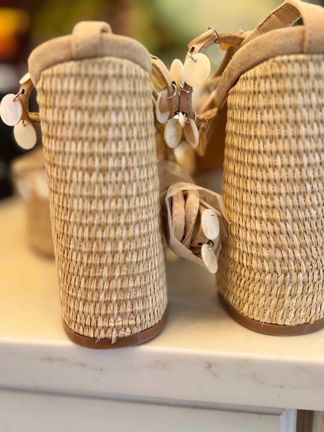 Customer photo review of ZAZZIE-NATURAL MOTHER OF PEARL PLATFORM SANDAL