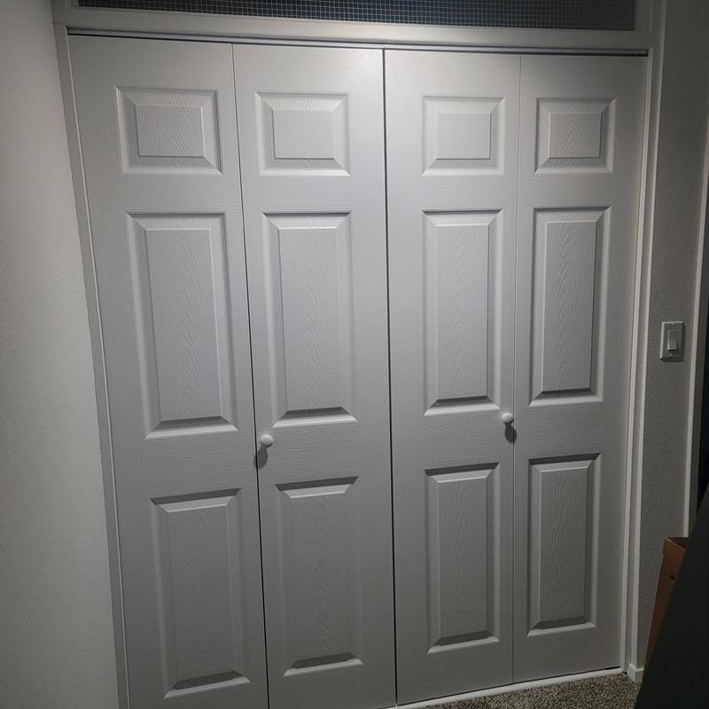 Customer photo review of TENONER White MDF Hollow Core 6 Panel Bi-Fold Interior Door for Closet, Pantry, Laundry Room - Space-Saving and Easy-to-Operate