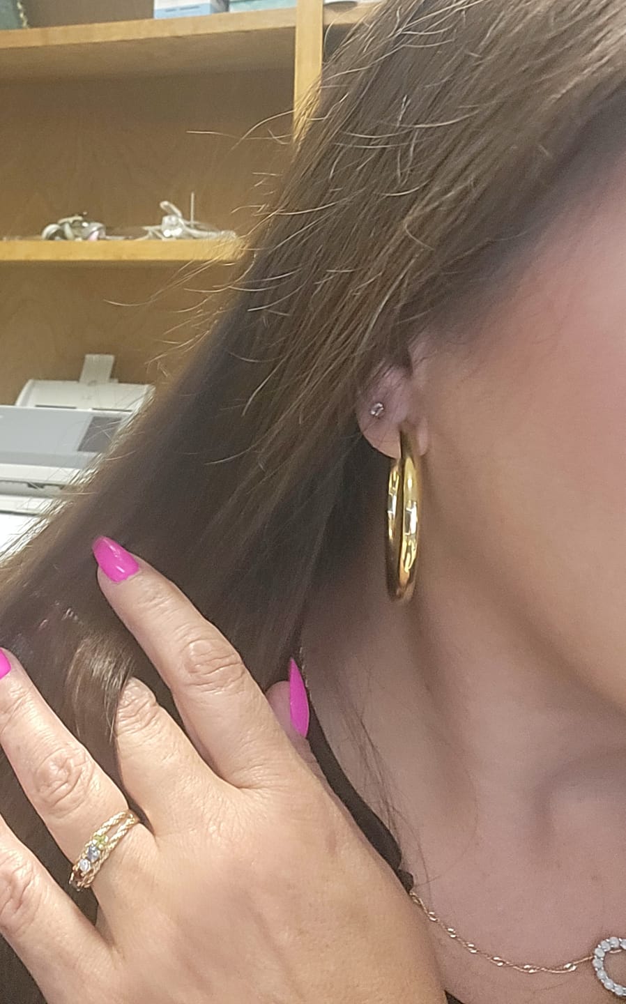 Customer photo review of Thick Hoop Earrings