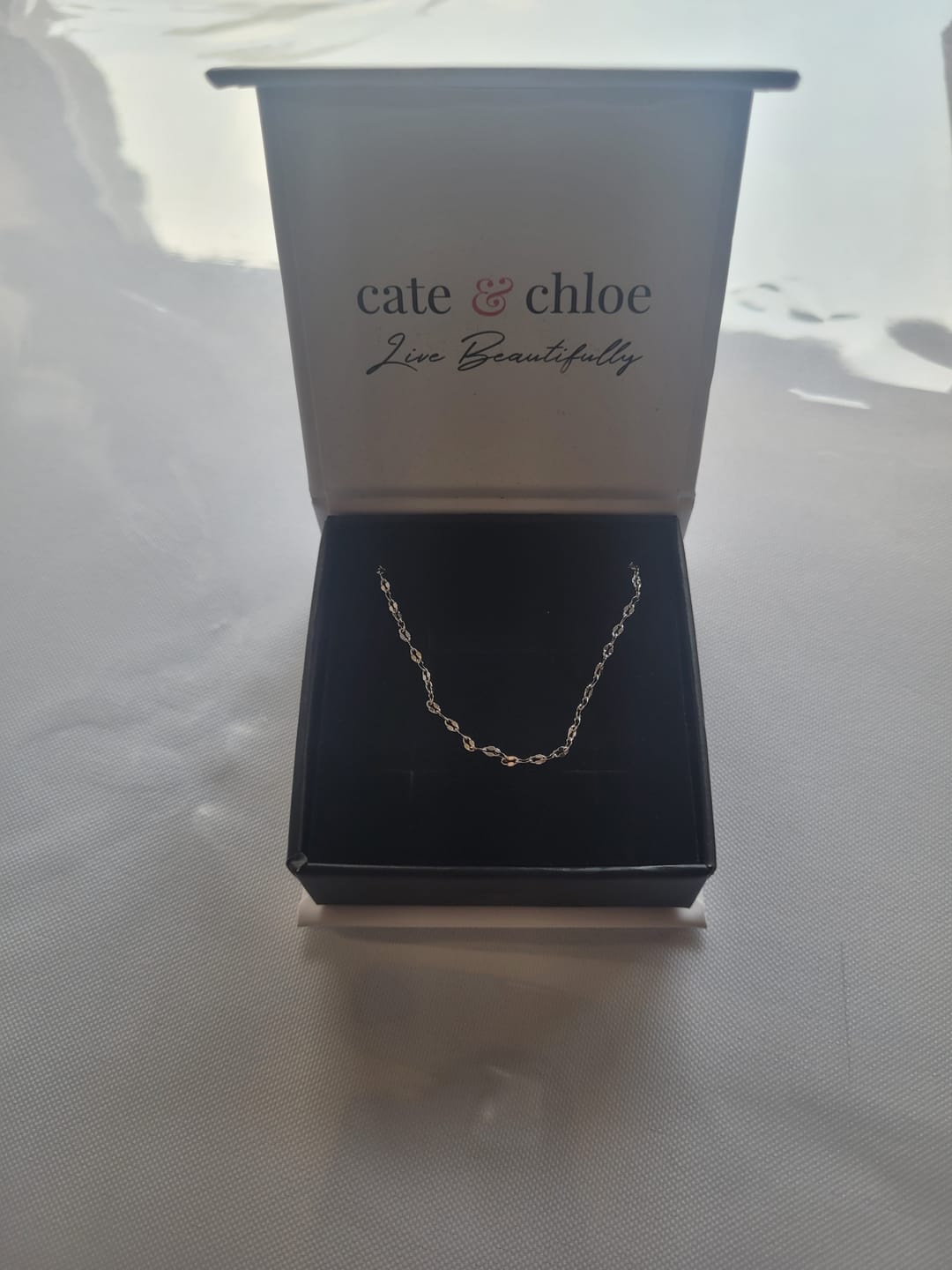 Customer photo review of Raegan 18k White Gold Plated Stacking Necklace Chain