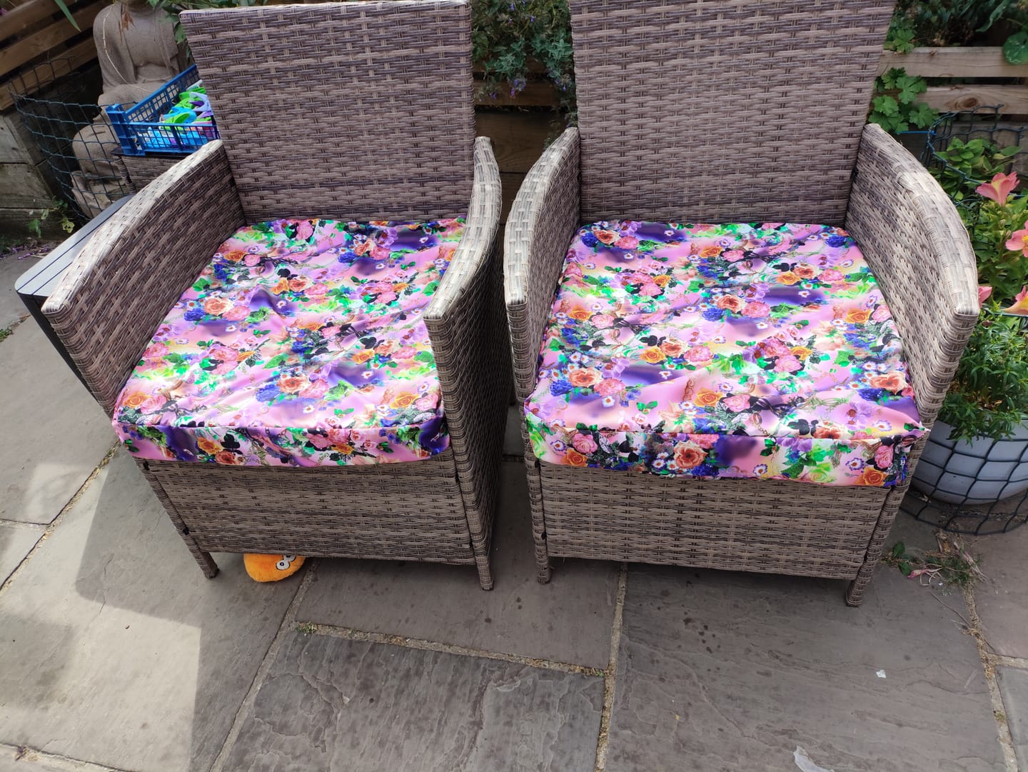 Customer photo review of Pink and Orange Floral Cotton-Touch Polyester Fabric