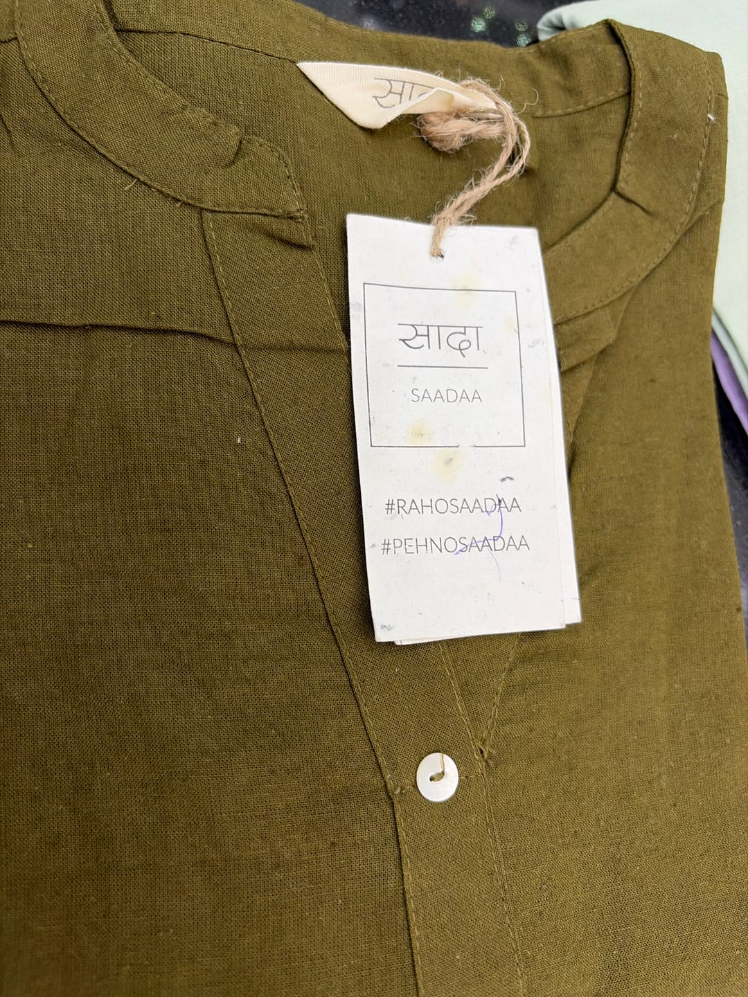 Customer photo review of Women Olive Green Airy Linen Long Kurta