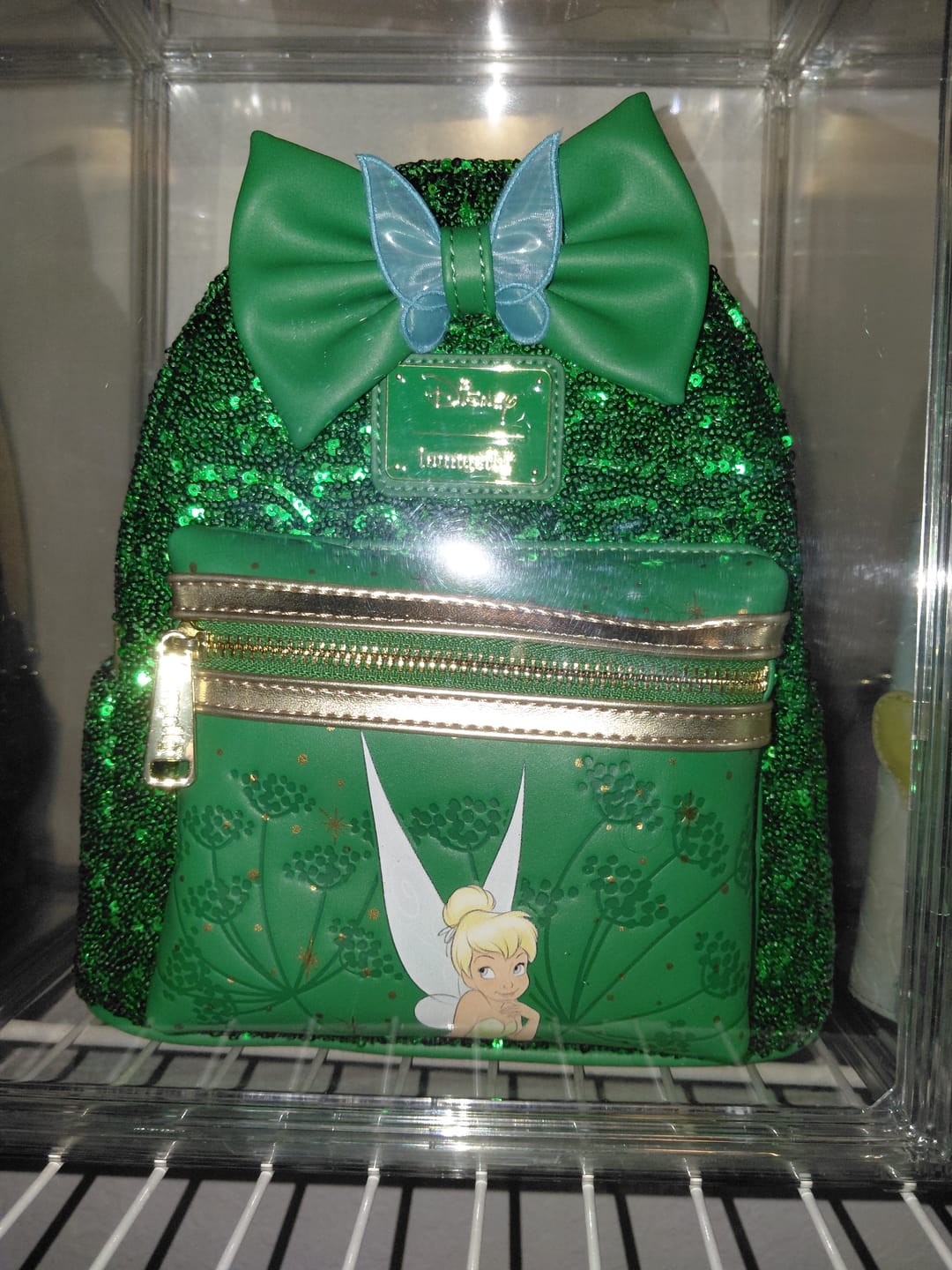 Customer photo review of Loungefly Disney Tinker Bell Emerald Green Sequin Mini Backpack | Exclusive
