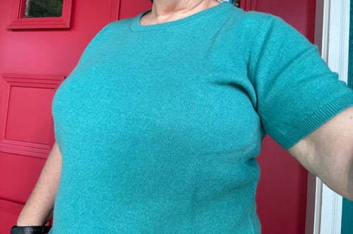 Customer photo review of Brand New Lagoon Green Cashmere Crew Neck T-Shirt Large UK 16-18