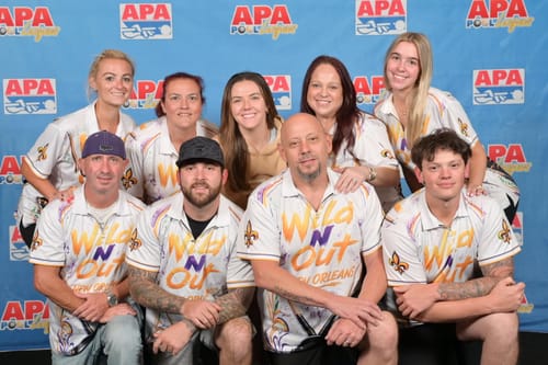 Customer's group wearing Custom White-Gray Horizontal Stripe Design Performance Polo Shirts at an event.