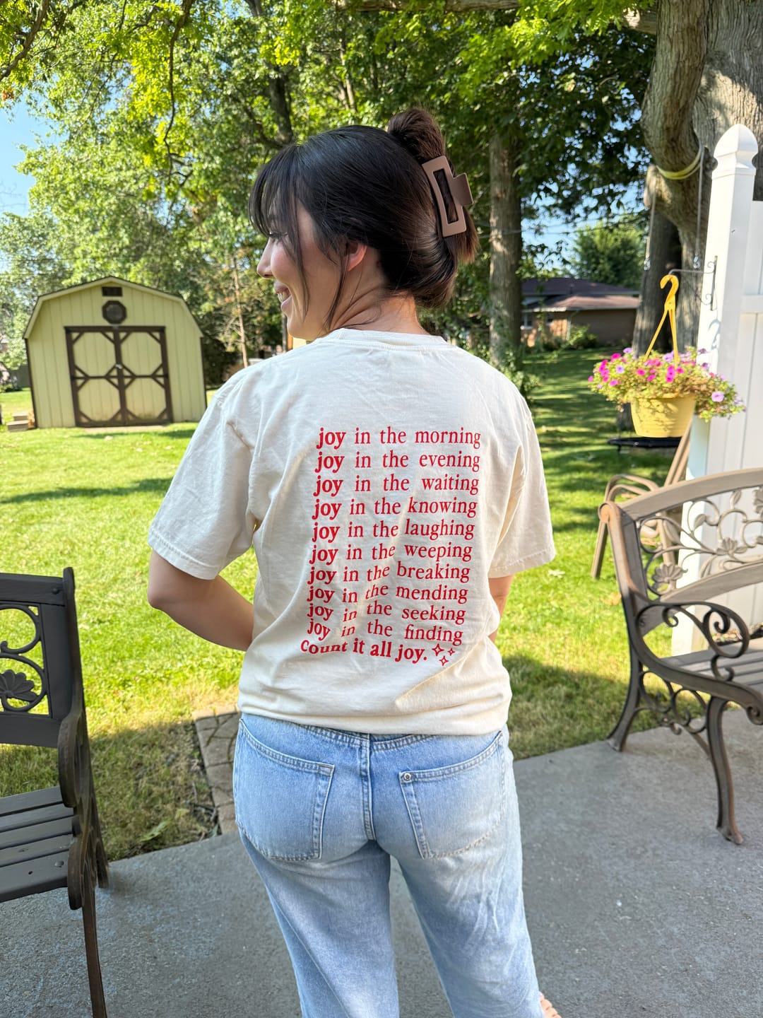 Customer photo review of Count It All Joy Tee - Ivory