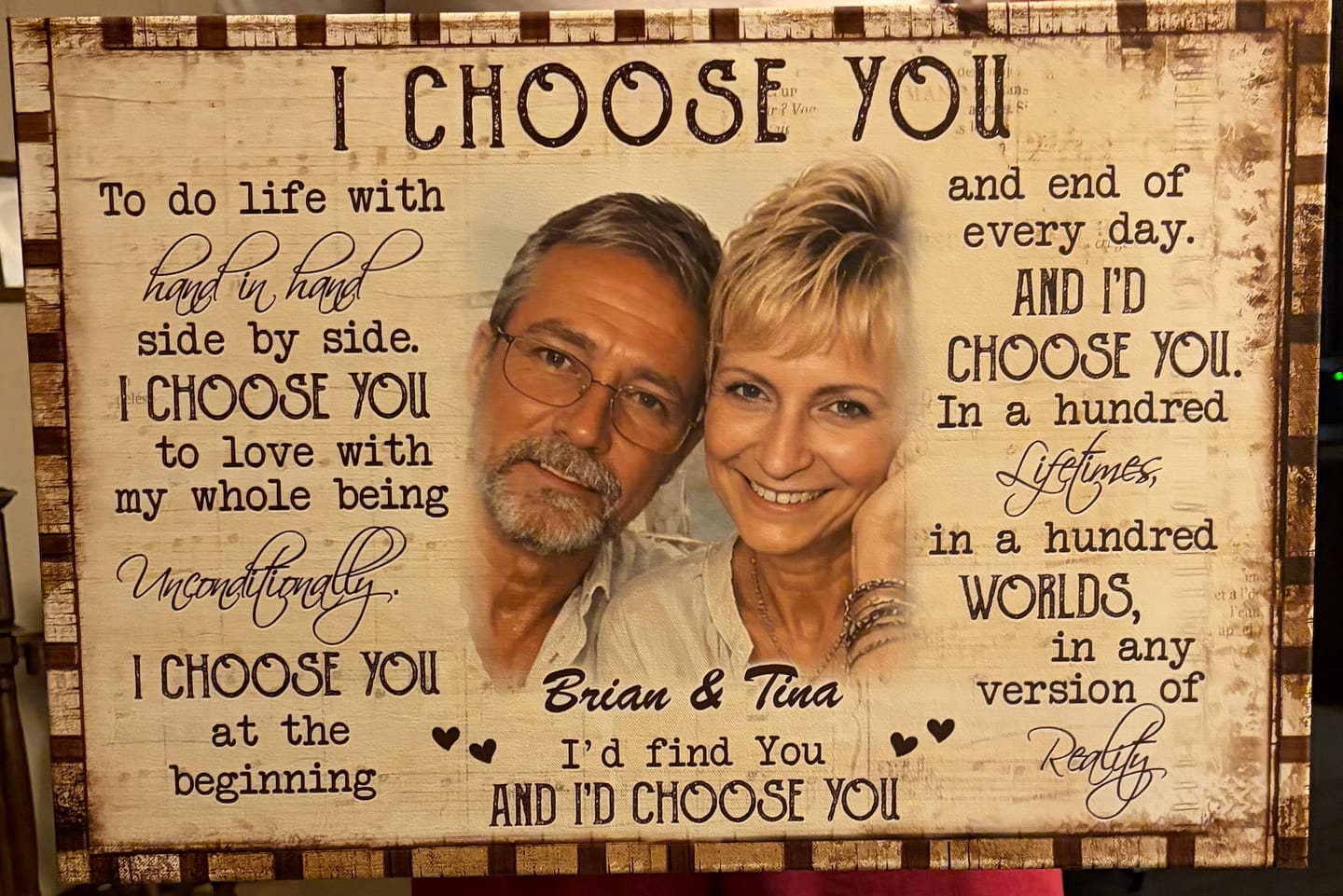 Customer photo review of Couple Personalized Canvas Prints - Custom Photo & Text - 5 Sizes - Anniversary Gift, Love Gifts, Couple Gifts for Her, I Choose You - Dem Canvas